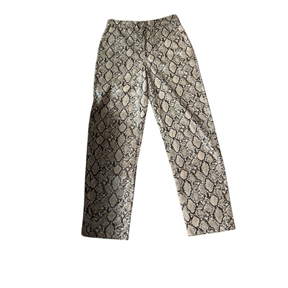 Zara EUC Snake Reptile Print Faux Leather Pants Size M Bloggers Fav High Waist - Picture 2 of 9